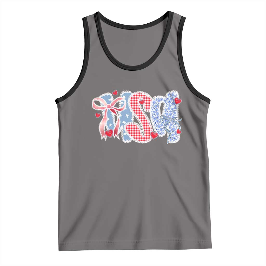Funny USA Patriotic 4th of July Coquette Bow Tank Top - Wonder Print Shop