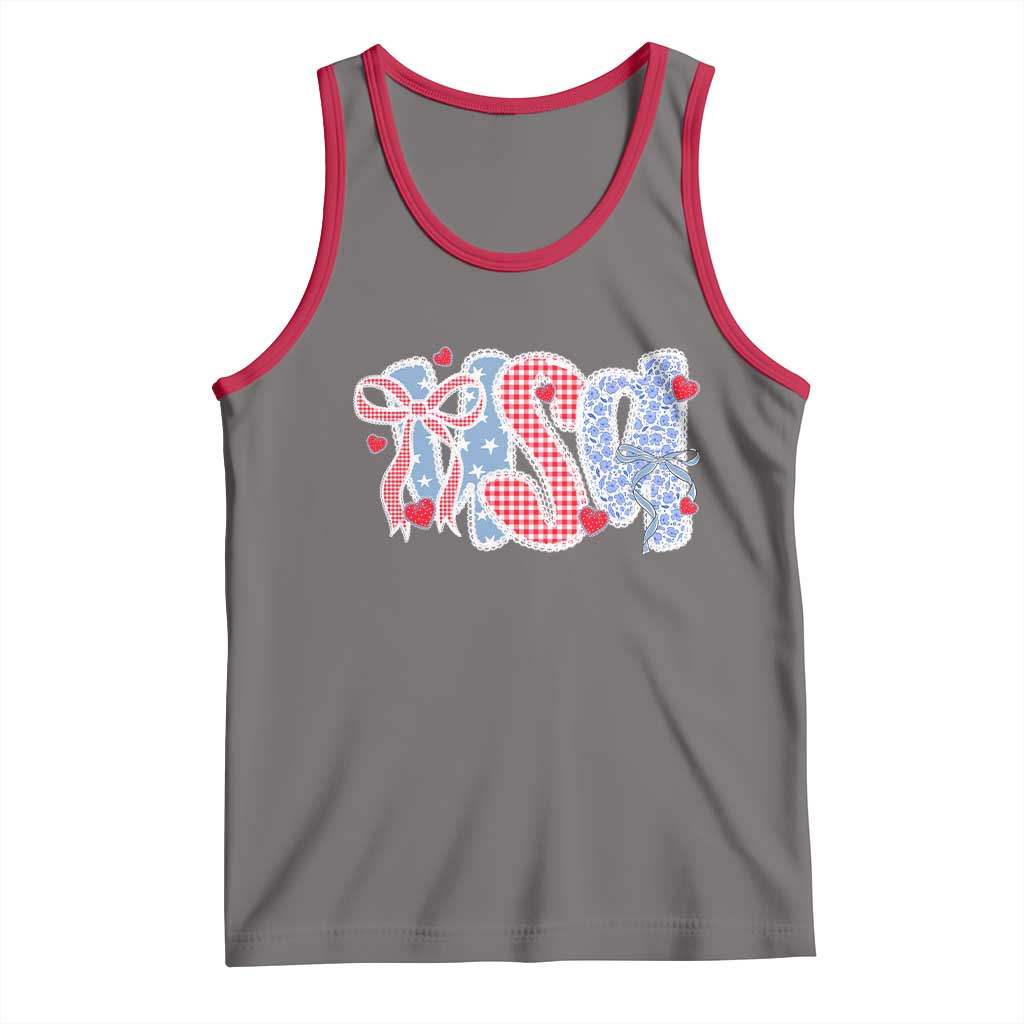 Funny USA Patriotic 4th of July Coquette Bow Tank Top - Wonder Print Shop