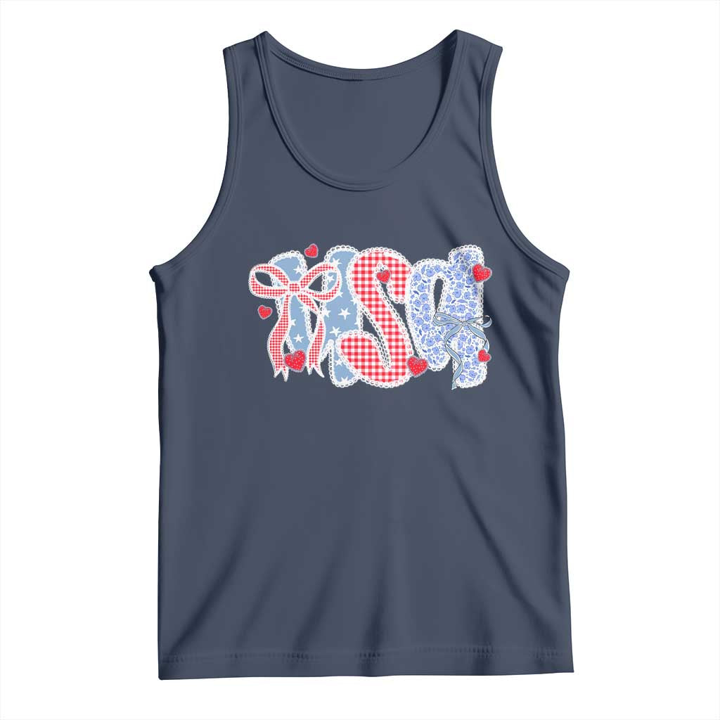 Funny USA Patriotic 4th of July Coquette Bow Tank Top - Wonder Print Shop