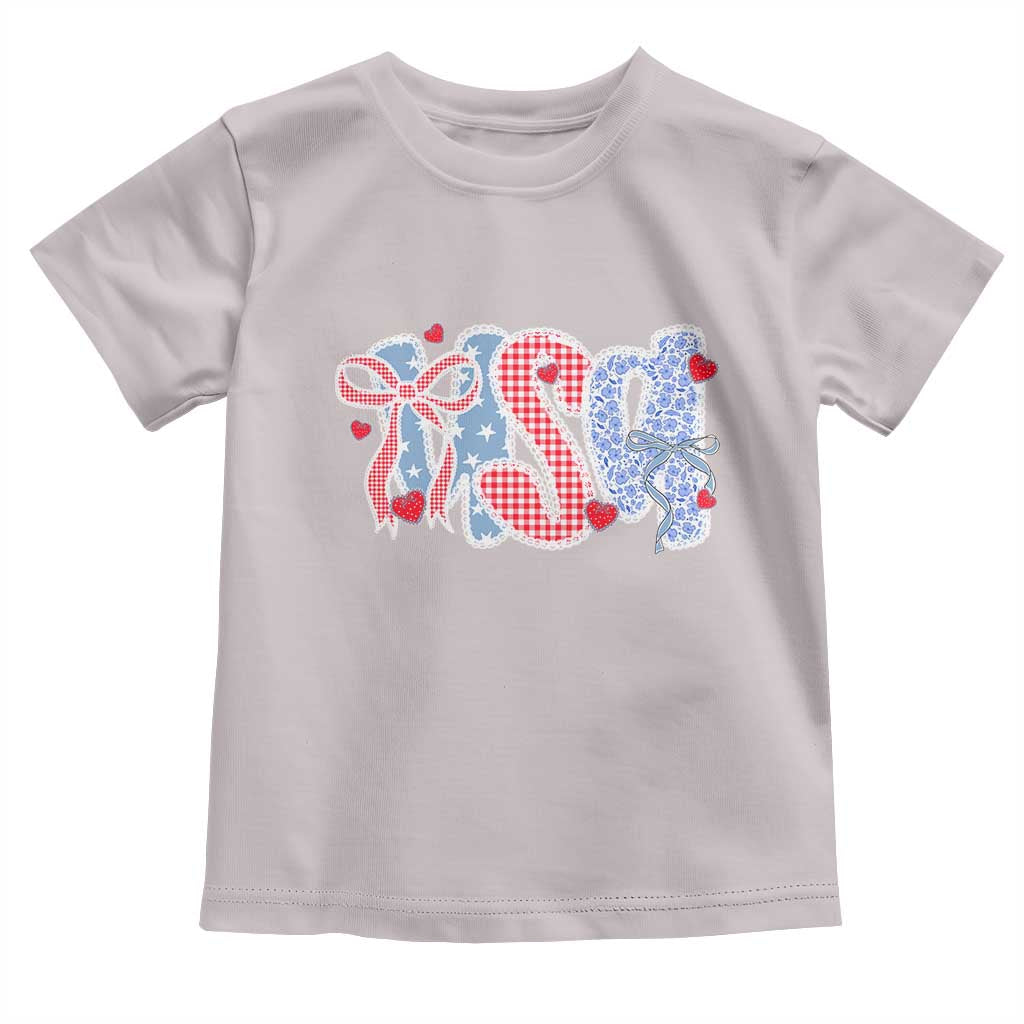 Funny USA Patriotic 4th of July Coquette Bow Toddler T Shirt - Wonder Print Shop
