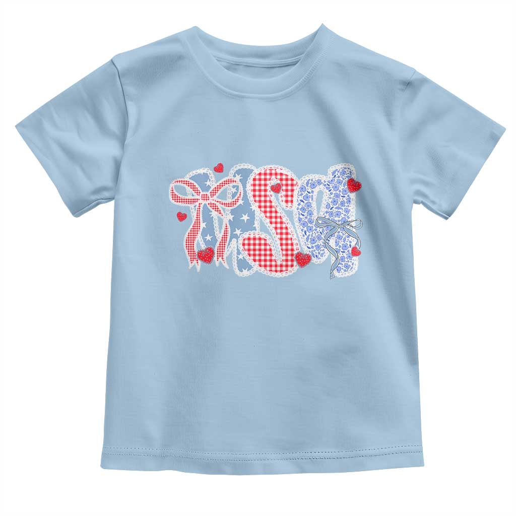 Funny USA Patriotic 4th of July Coquette Bow Toddler T Shirt - Wonder Print Shop