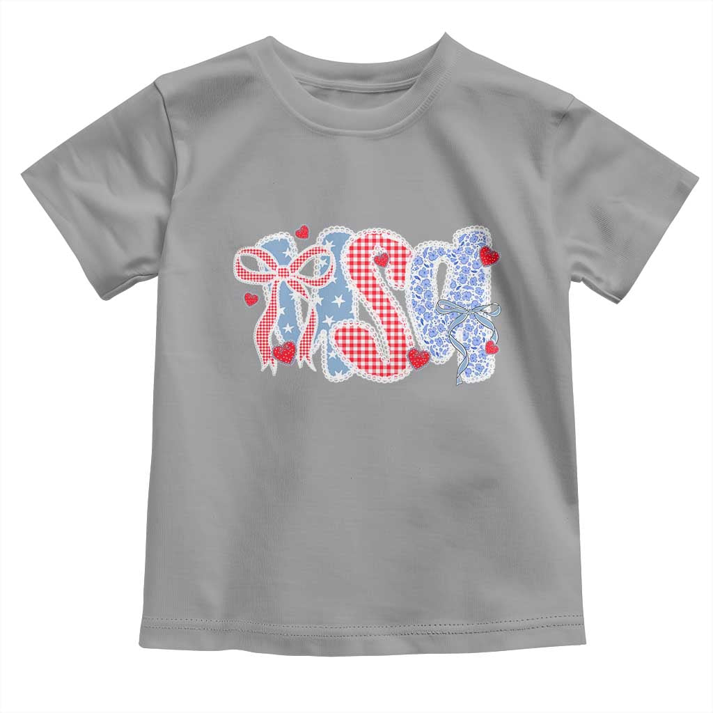Funny USA Patriotic 4th of July Coquette Bow Toddler T Shirt - Wonder Print Shop