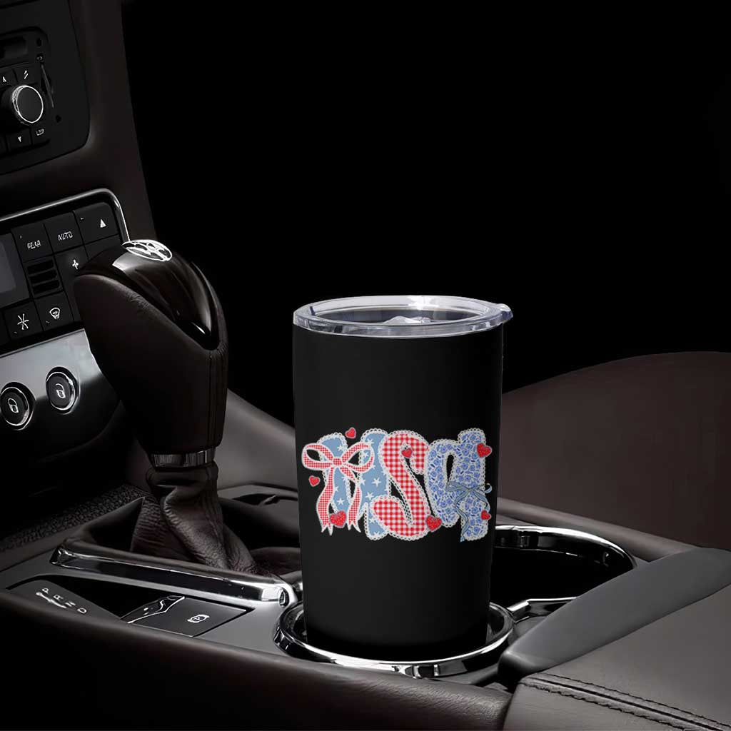 Funny USA Patriotic 4th of July Coquette Bow Tumbler Cup - Wonder Print Shop