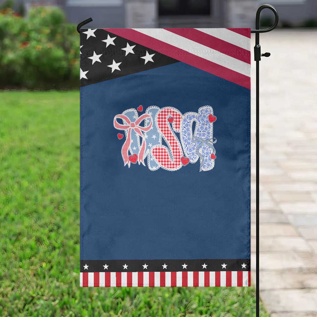 Funny USA Patriotic 4th of July Coquette Bow Garden Flag