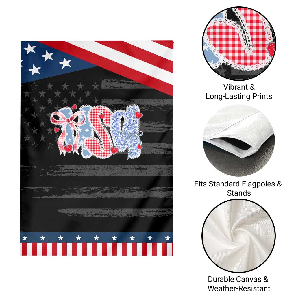 Funny USA Patriotic 4th of July Coquette Bow Garden Flag