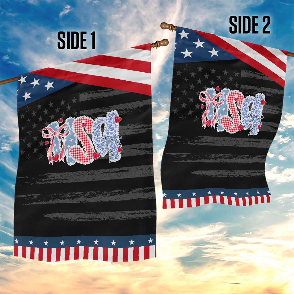Funny USA Patriotic 4th of July Coquette Bow Garden Flag