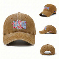 Funny USA Patriotic 4th of July Coquette Bow Washed Cotton Baseball Cap TS11