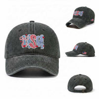 Funny USA Patriotic 4th of July Coquette Bow Washed Cotton Baseball Cap TS11
