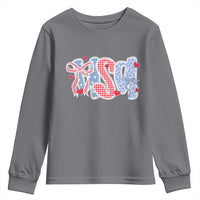 Funny USA Patriotic 4th of July Coquette Bow Youth Sweatshirt - Wonder Print Shop