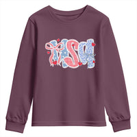 Funny USA Patriotic 4th of July Coquette Bow Youth Sweatshirt - Wonder Print Shop
