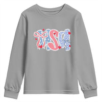 Funny USA Patriotic 4th of July Coquette Bow Youth Sweatshirt - Wonder Print Shop