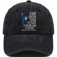 O Say Does That Star Spangled Banner Washed Cotton Baseball Cap Patriotic American National Anthem Statue of Liberty