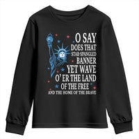 O Say Does That Star Spangled Banner Youth Sweatshirt Patriotic American National Anthem Statue of Liberty - Wonder Print Shop