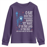 O Say Does That Star Spangled Banner Youth Sweatshirt Patriotic American National Anthem Statue of Liberty - Wonder Print Shop