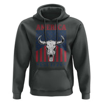Funny 4th Of July Western Hoodie America EST 1776 Long Horn Skull - Wonder Print Shop