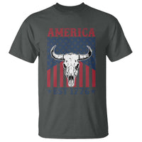 Funny 4th Of July Western T Shirt America EST 1776 Long Horn Skull - Wonder Print Shop