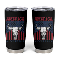 Funny 4th Of July Western Tumbler Cup America EST 1776 Long Horn Skull - Wonder Print Shop