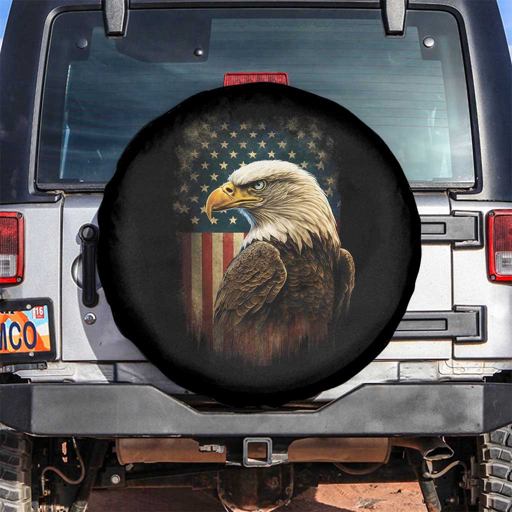 Funny American Flag Bald Eagle Patriotic 4th of July Spare Tire Cover - Wonder Print Shop