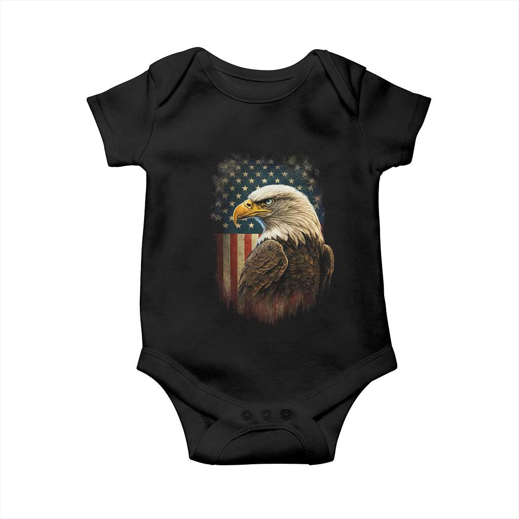 Funny American Flag Bald Eagle Patriotic 4th of July Baby Onesie - Wonder Print Shop