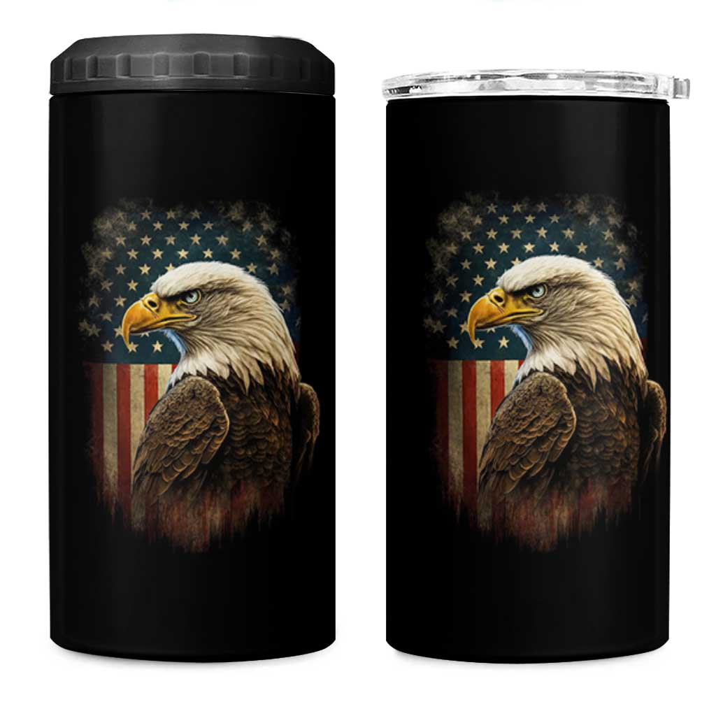 Funny American Flag Bald Eagle Patriotic 4th of July 4 in 1 Can Cooler Tumbler - Wonder Print Shop