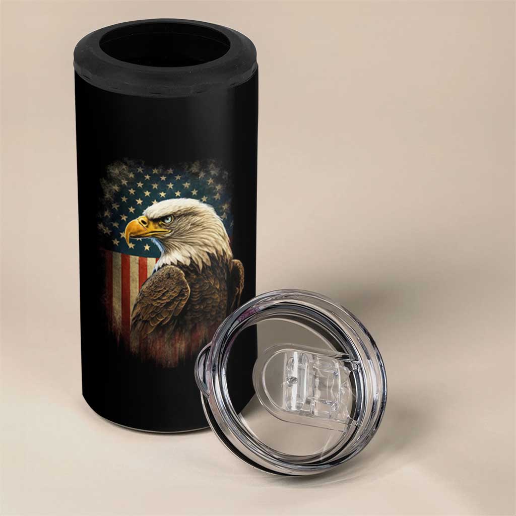 Funny American Flag Bald Eagle Patriotic 4th of July 4 in 1 Can Cooler Tumbler - Wonder Print Shop