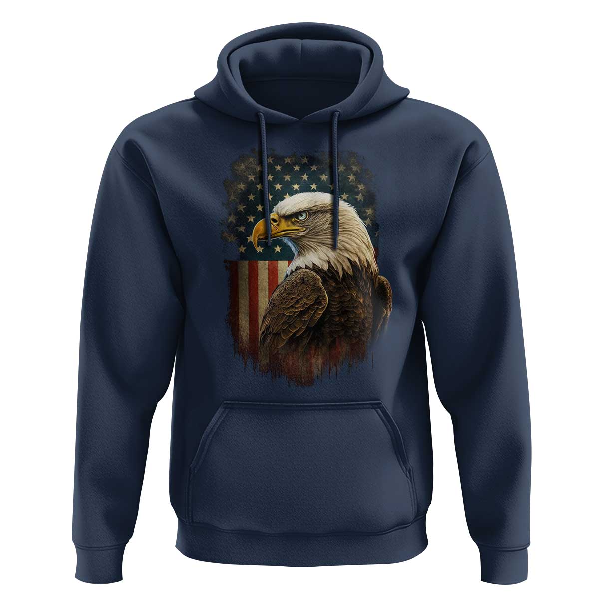 Funny American Flag Bald Eagle Patriotic 4th of July Hoodie - Wonder Print Shop