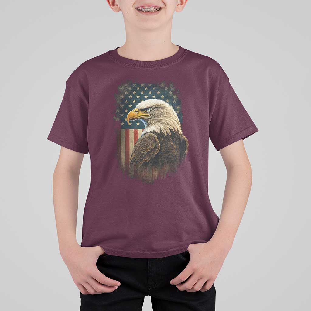 Funny American Flag Bald Eagle Patriotic 4th of July T Shirt For Kid - Wonder Print Shop