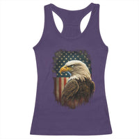 Funny American Flag Bald Eagle Patriotic 4th of July Racerback Tank Top - Wonder Print Shop