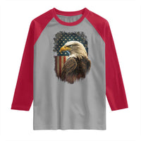 Funny American Flag Bald Eagle Patriotic 4th of July Raglan Shirt - Wonder Print Shop