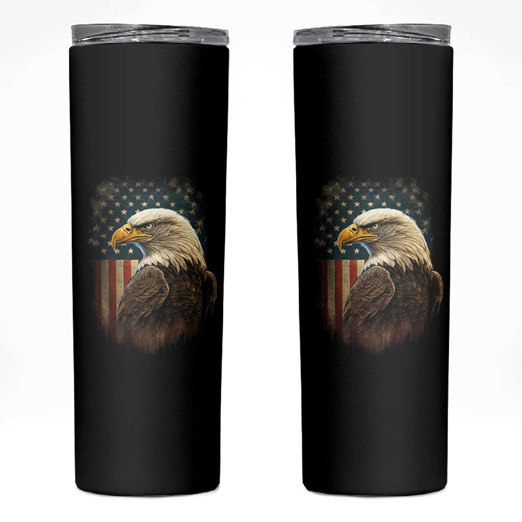 Funny American Flag Bald Eagle Patriotic 4th of July Skinny Tumbler - Wonder Print Shop