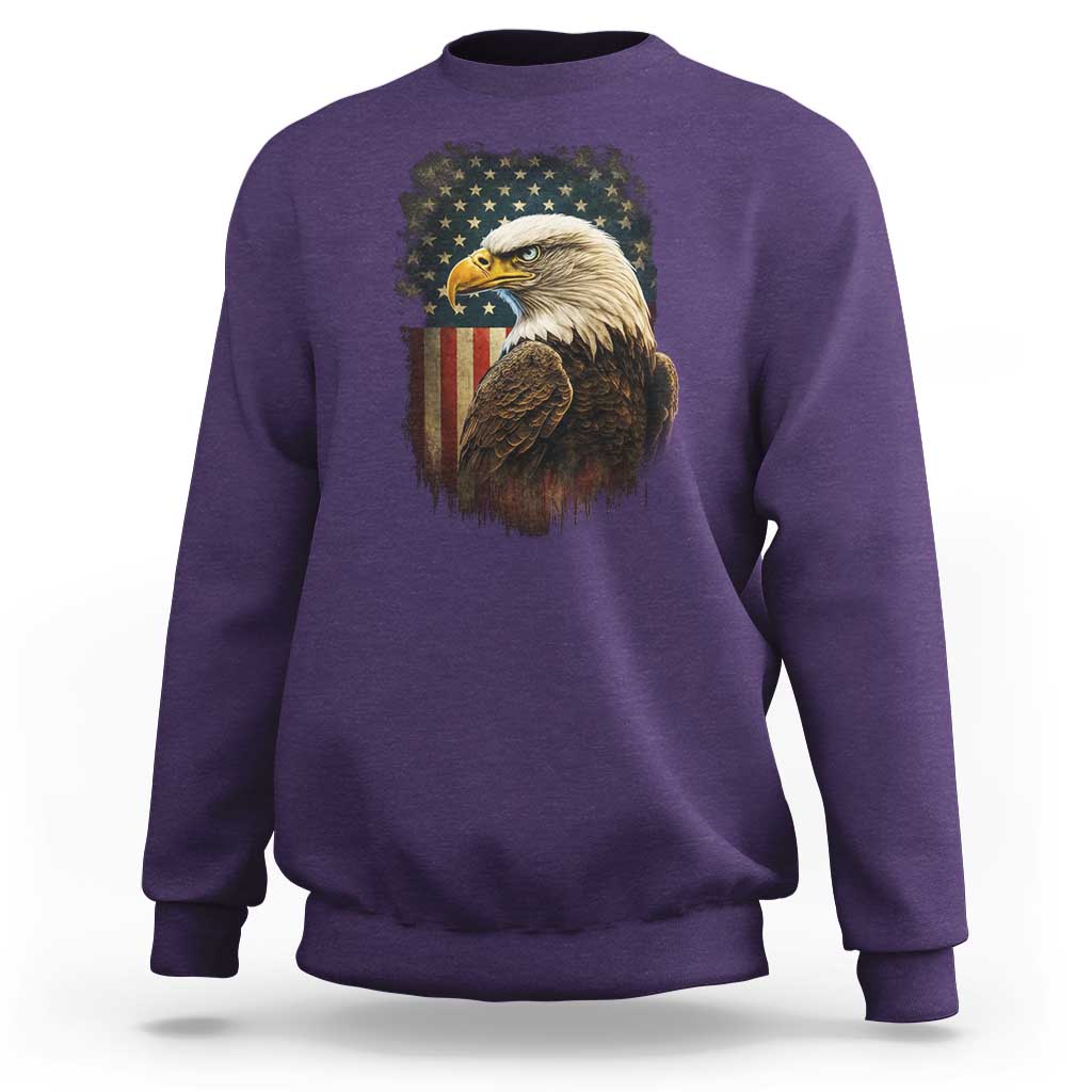 Funny American Flag Bald Eagle Patriotic 4th of July Sweatshirt - Wonder Print Shop