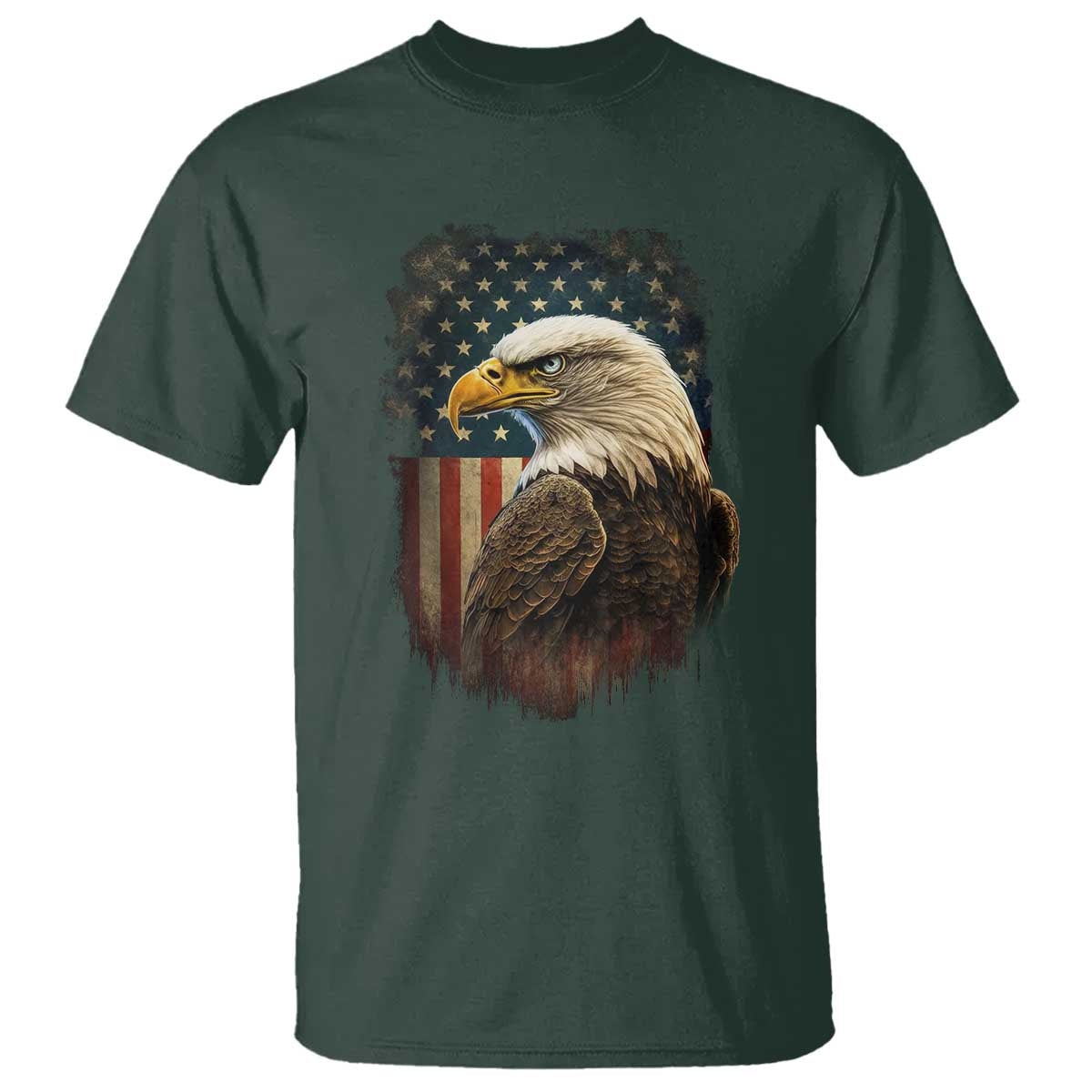 Funny American Flag Bald Eagle Patriotic 4th of July T Shirt - Wonder Print Shop