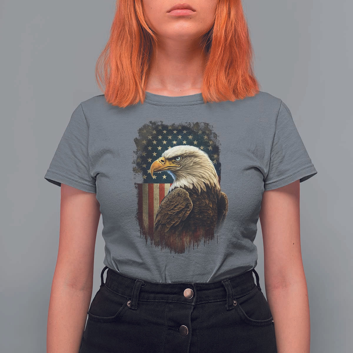 Funny American Flag Bald Eagle Patriotic 4th of July T Shirt For Women - Wonder Print Shop
