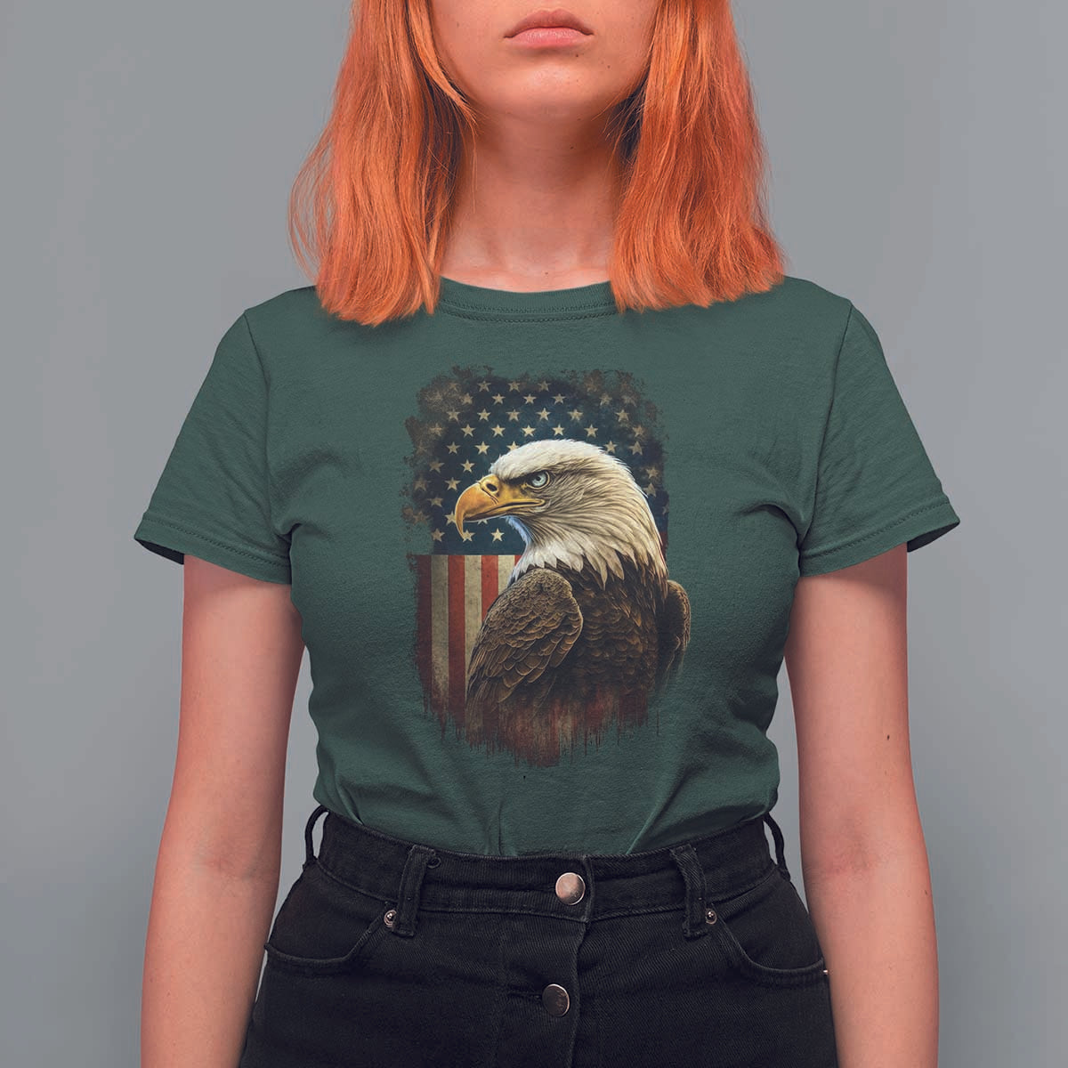 Funny American Flag Bald Eagle Patriotic 4th of July T Shirt For Women - Wonder Print Shop