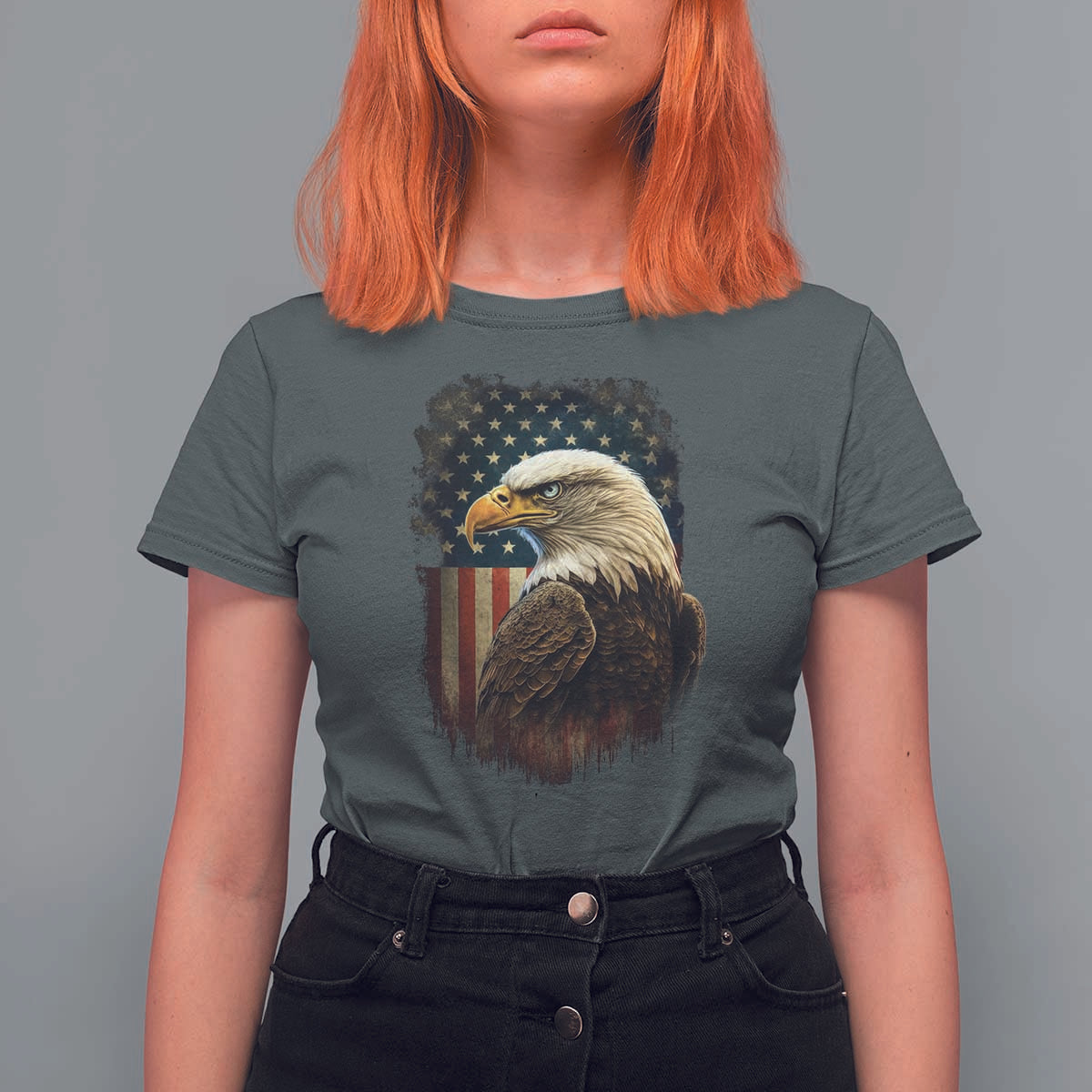 Funny American Flag Bald Eagle Patriotic 4th of July T Shirt For Women - Wonder Print Shop