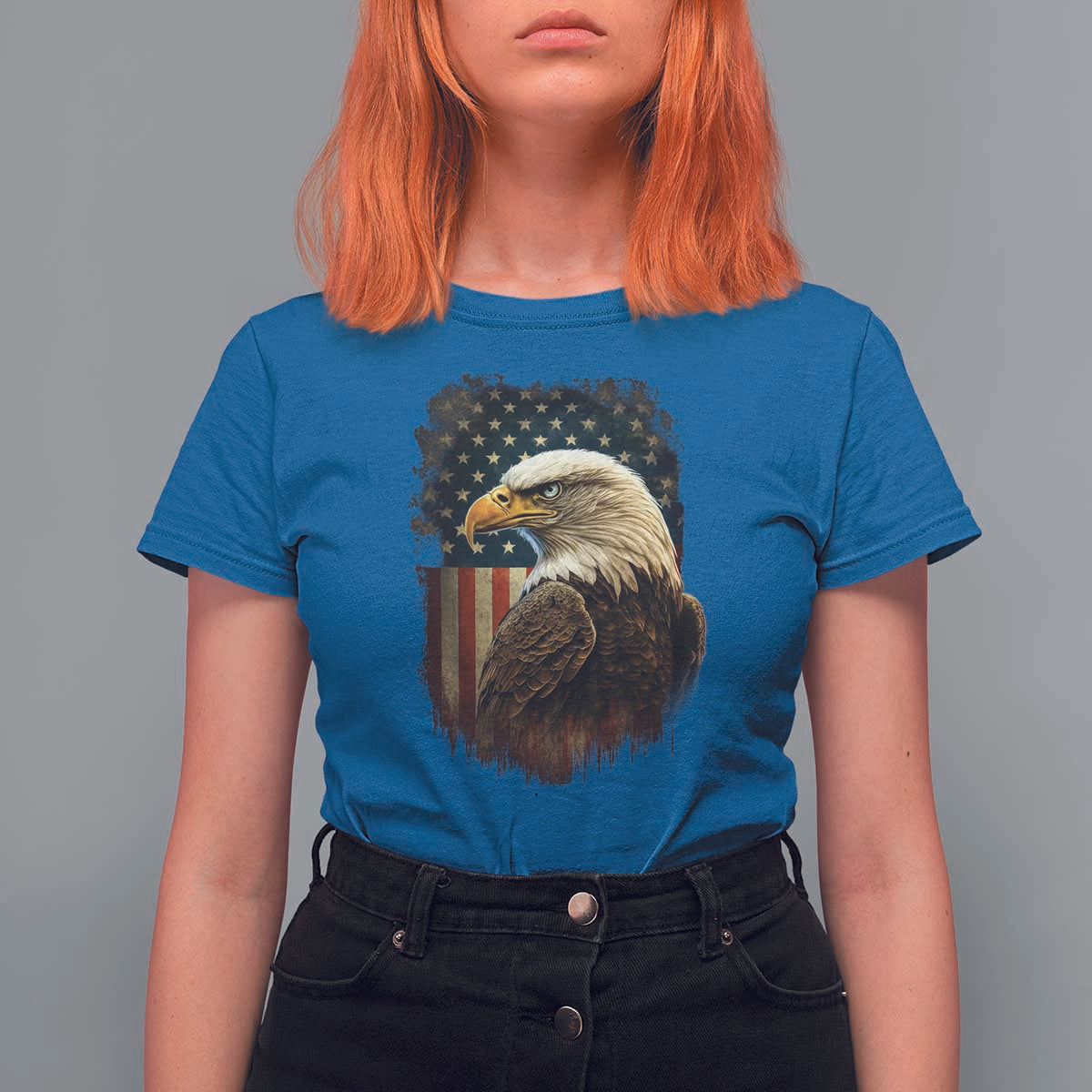Funny American Flag Bald Eagle Patriotic 4th of July T Shirt For Women - Wonder Print Shop