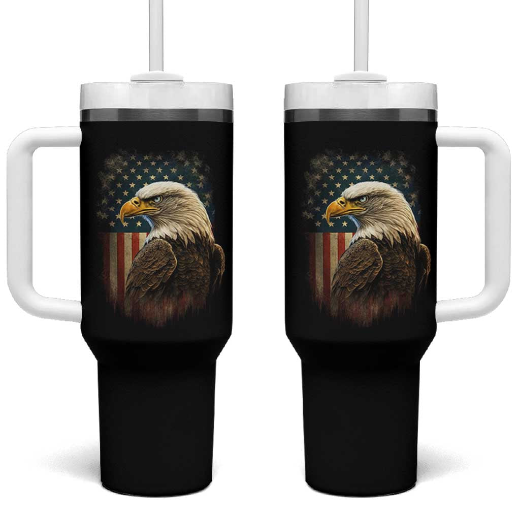 Funny American Flag Bald Eagle Patriotic 4th of July Tumbler With Handle - Wonder Print Shop