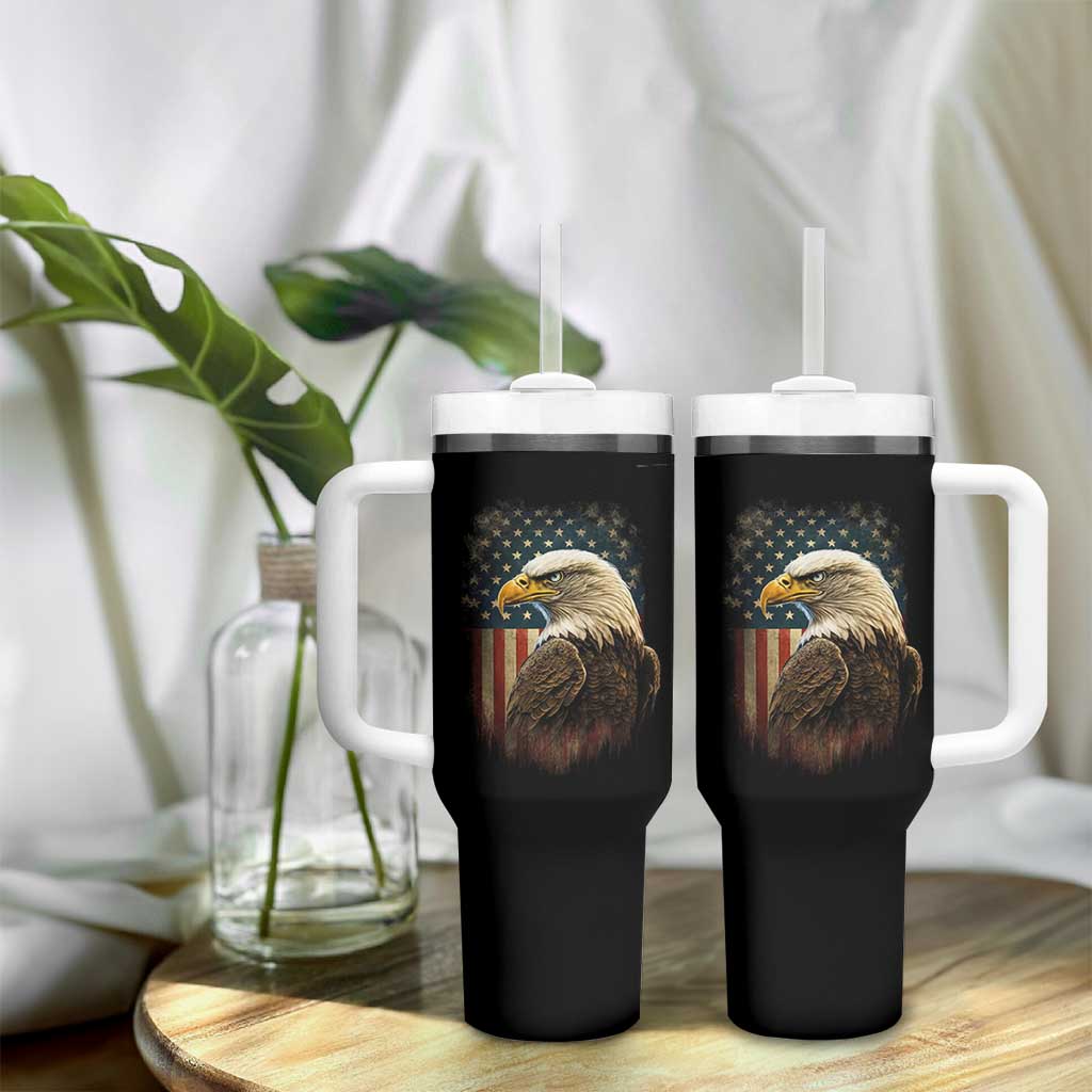 Funny American Flag Bald Eagle Patriotic 4th of July Tumbler With Handle - Wonder Print Shop