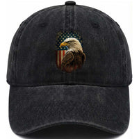 Funny American Flag Bald Eagle Patriotic 4th of July Washed Cotton Baseball Cap