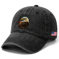 Funny American Flag Bald Eagle Patriotic 4th of July Washed Cotton Baseball Cap