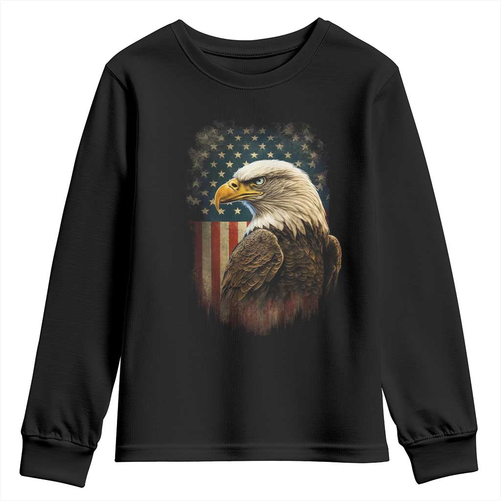 Funny American Flag Bald Eagle Patriotic 4th of July Youth Sweatshirt - Wonder Print Shop