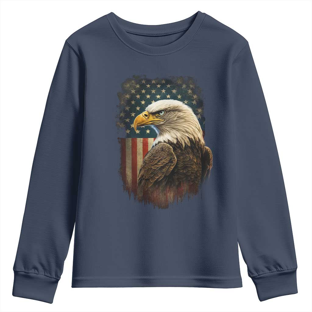 Funny American Flag Bald Eagle Patriotic 4th of July Youth Sweatshirt - Wonder Print Shop