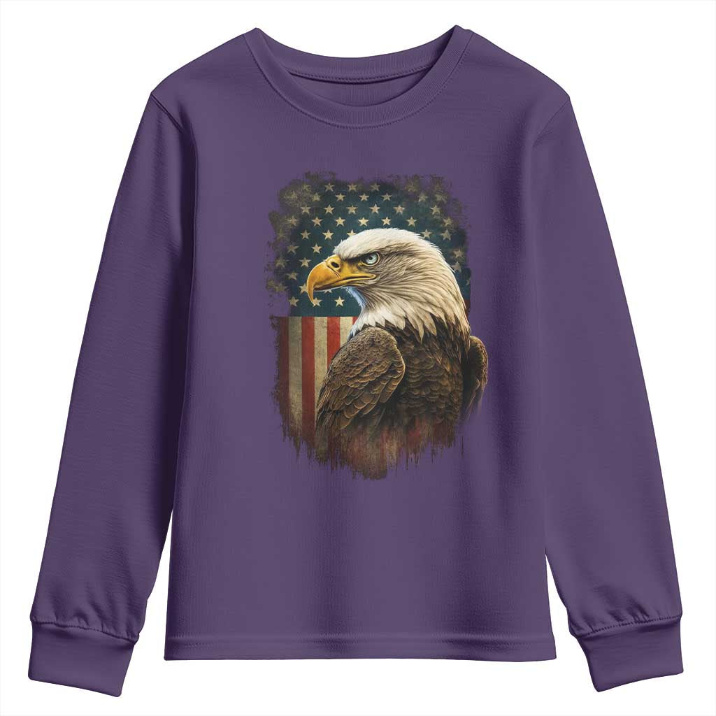 Funny American Flag Bald Eagle Patriotic 4th of July Youth Sweatshirt - Wonder Print Shop