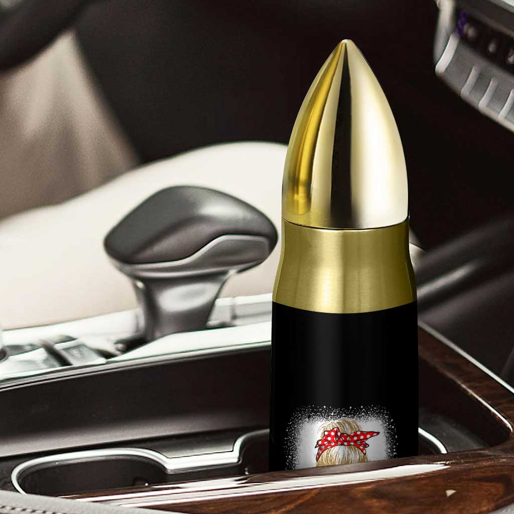 Funny  4th Of July Red White And Blonde Bullet Tumbler Messy Bun Girl American Flag Sunglasses - Wonder Print Shop