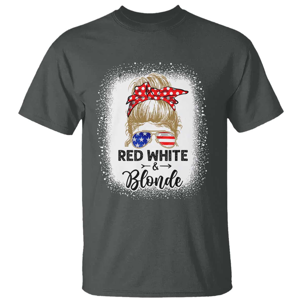 Funny  4th Of July Red White And Blonde T Shirt Messy Bun Girl American Flag Sunglasses - Wonder Print Shop