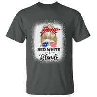 Funny  4th Of July Red White And Blonde T Shirt Messy Bun Girl American Flag Sunglasses - Wonder Print Shop