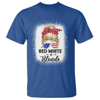 Funny  4th Of July Red White And Blonde T Shirt Messy Bun Girl American Flag Sunglasses - Wonder Print Shop