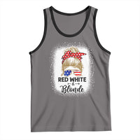Funny  4th Of July Red White And Blonde Tank Top Messy Bun Girl American Flag Sunglasses - Wonder Print Shop