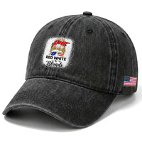 Funny  4th Of July Red White And Blonde Washed Cotton Baseball Cap Messy Bun Girl American Flag Sunglasses TS11