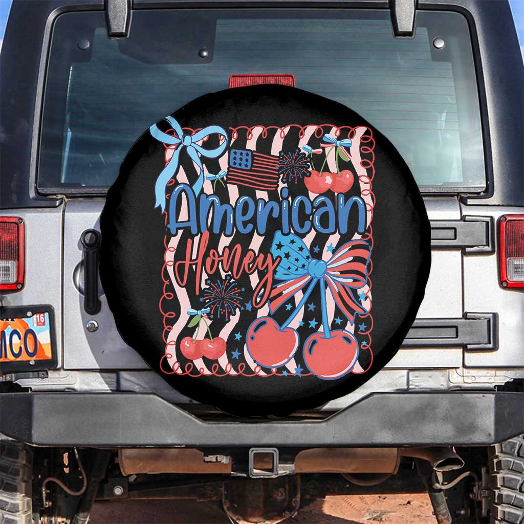 Funny 4th Of July American Honey Spare Tire Cover USA Independence Day Coquette - Wonder Print Shop